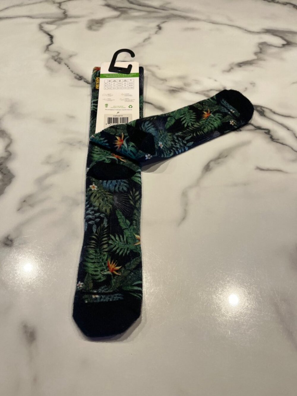 NWT Cariloha Bamboo Printed Crew Socks Tropical Foliage - Size L - Picture 5 of 6